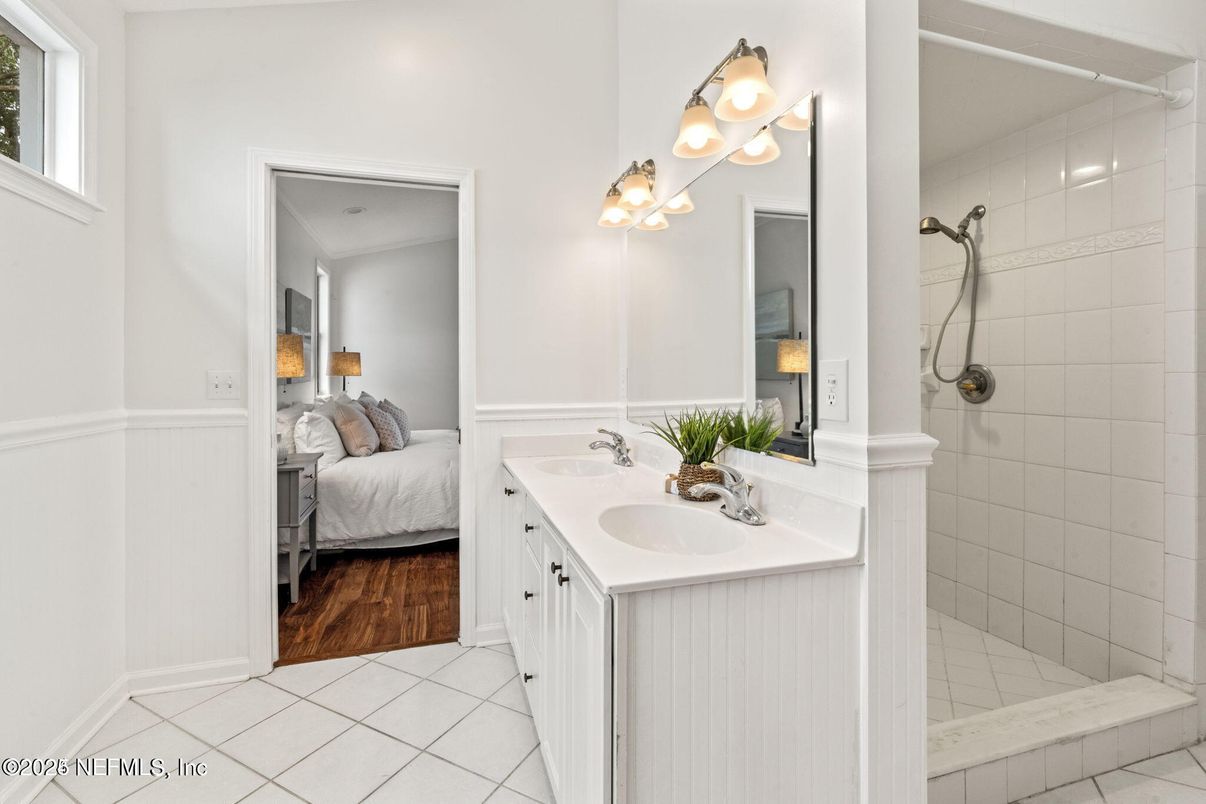 Bathroom, Bedroom, Dual Sink Vanities, Interior, Wood Texture Flooring