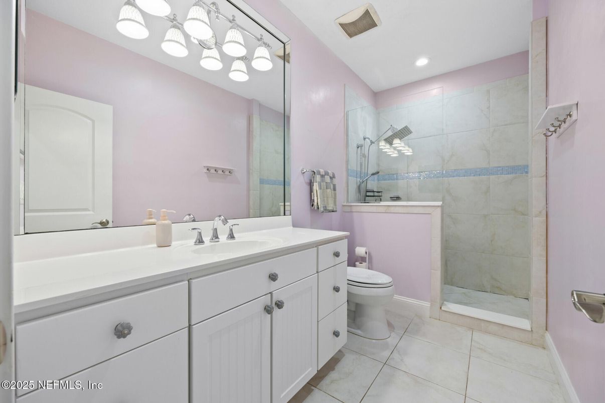 Bathroom, Glass Shower, Interior, Recessed Lighting