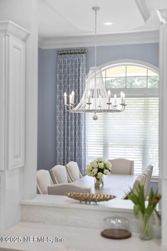 Chandelier, Dining room, Interior, Recessed Lighting