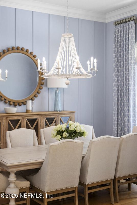 Chandelier, Dining room, Interior, Wood Texture Flooring