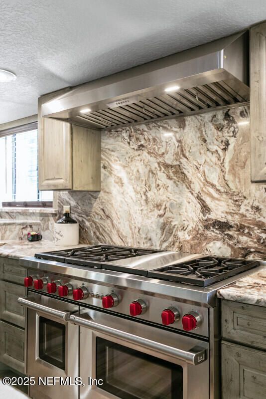 Interior, Kitchen, Marble Walls, Recessed Lighting, Stainless Steel Appliances