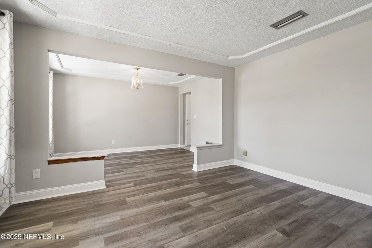 Empty room, Interior, Pendant Lights, Wood Texture Flooring