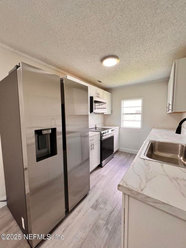 Interior, Kitchen, Stainless Steel Appliances, Wood Texture Flooring