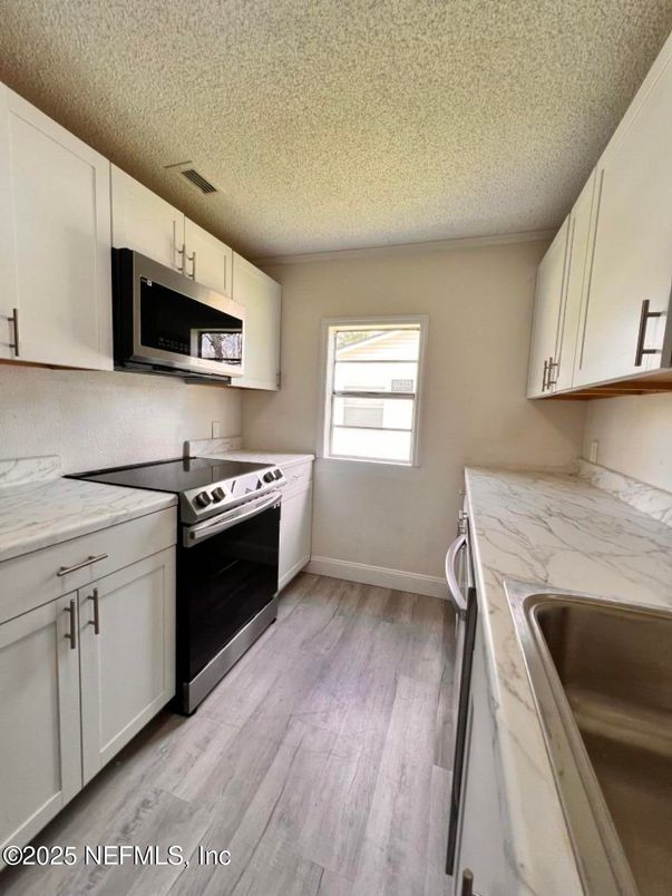Interior, Kitchen, Stainless Steel Appliances, Wood Texture Flooring