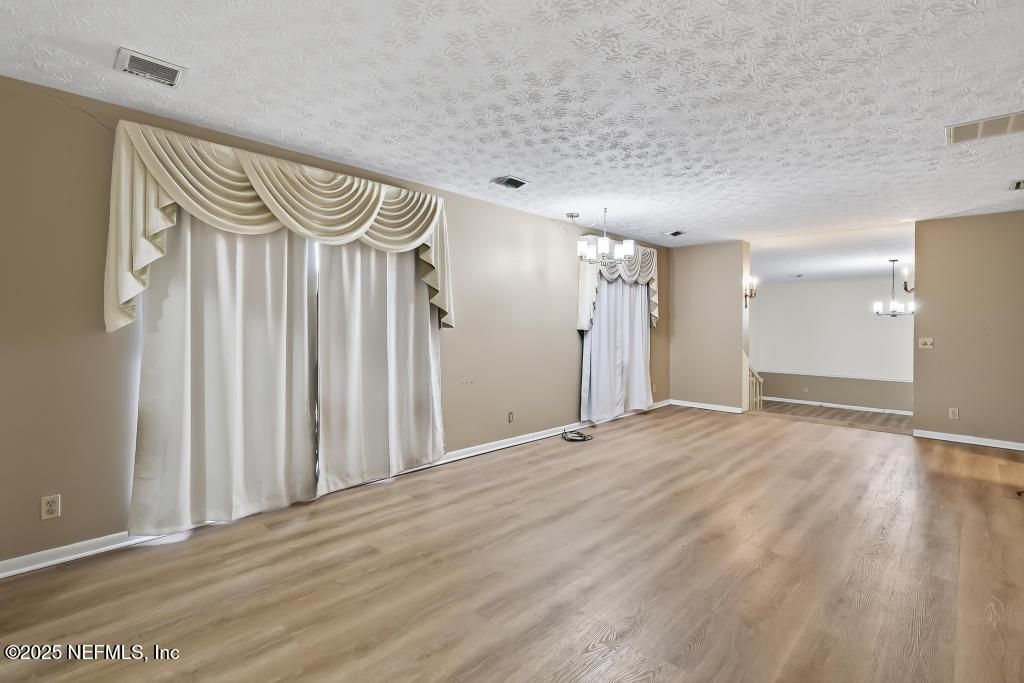 Chandelier, Empty room, Interior, Wood Texture Flooring