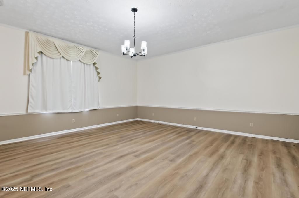 Chandelier, Empty room, Interior, Pendant Lights, Wood Texture Flooring