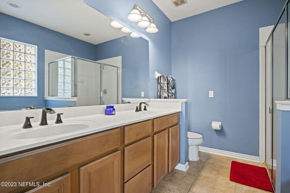 Bathroom, Dual Sink Vanities, Glass Shower, Interior