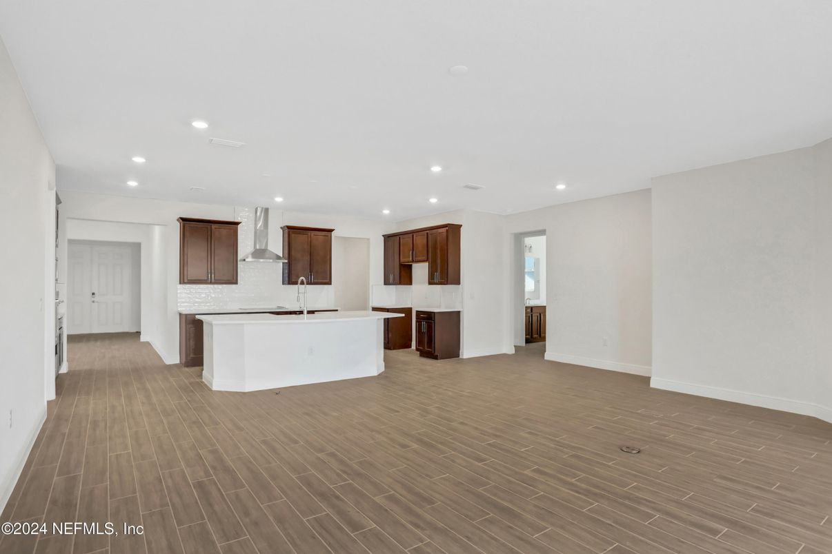 Interior, Kitchen, Recessed Lighting, Wood Texture Flooring