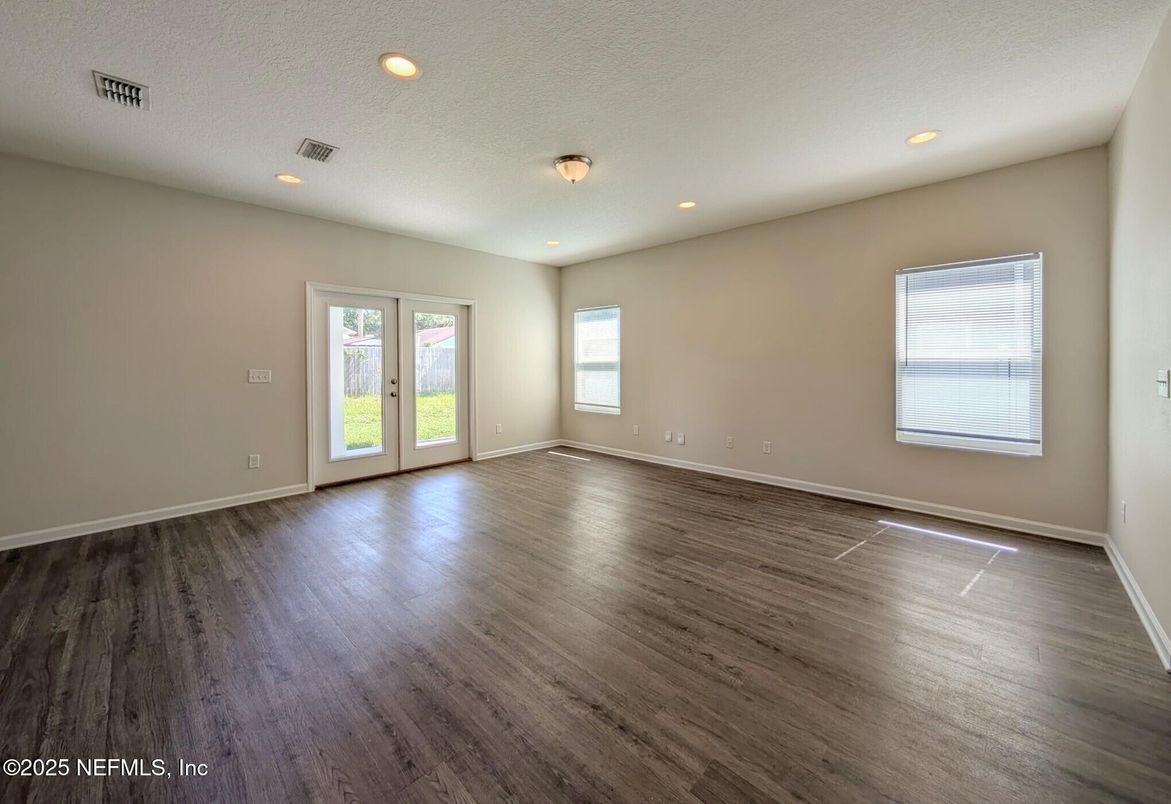 Empty room, Interior, Recessed Lighting, Wood Texture Flooring