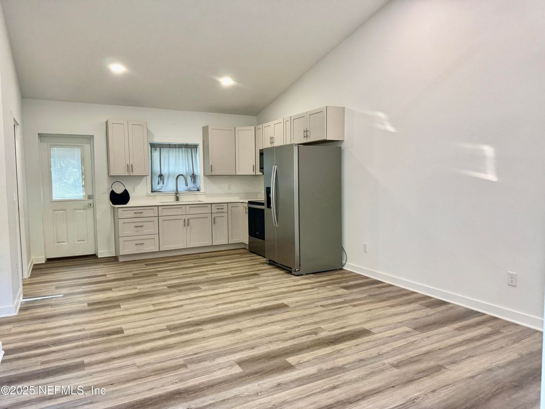 Interior, Kitchen, Recessed Lighting, Wood Texture Flooring