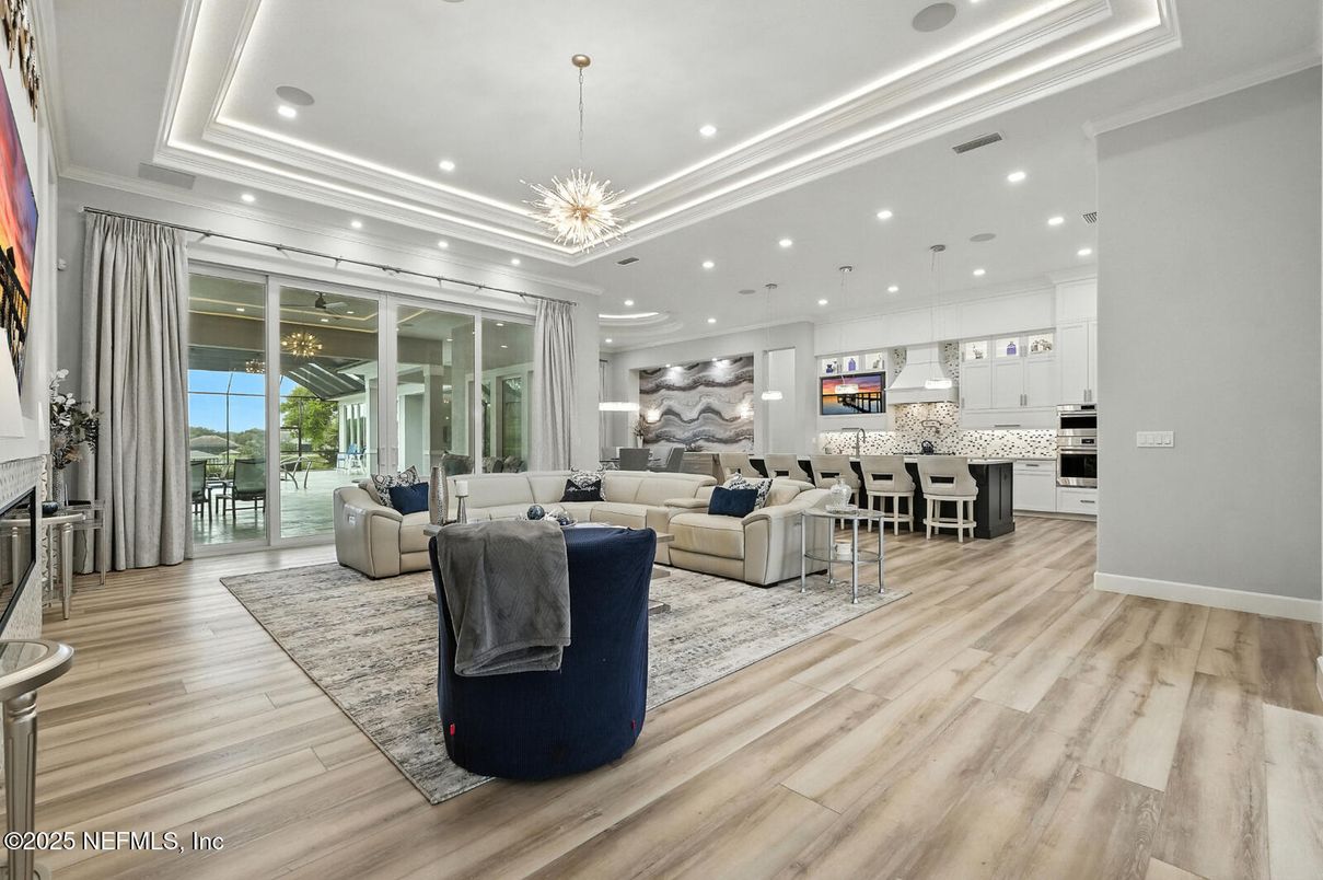 Interior, Kitchen, Living room, Pendant Lights, Recessed Lighting, Stainless Steel Appliances, Wood Texture Flooring