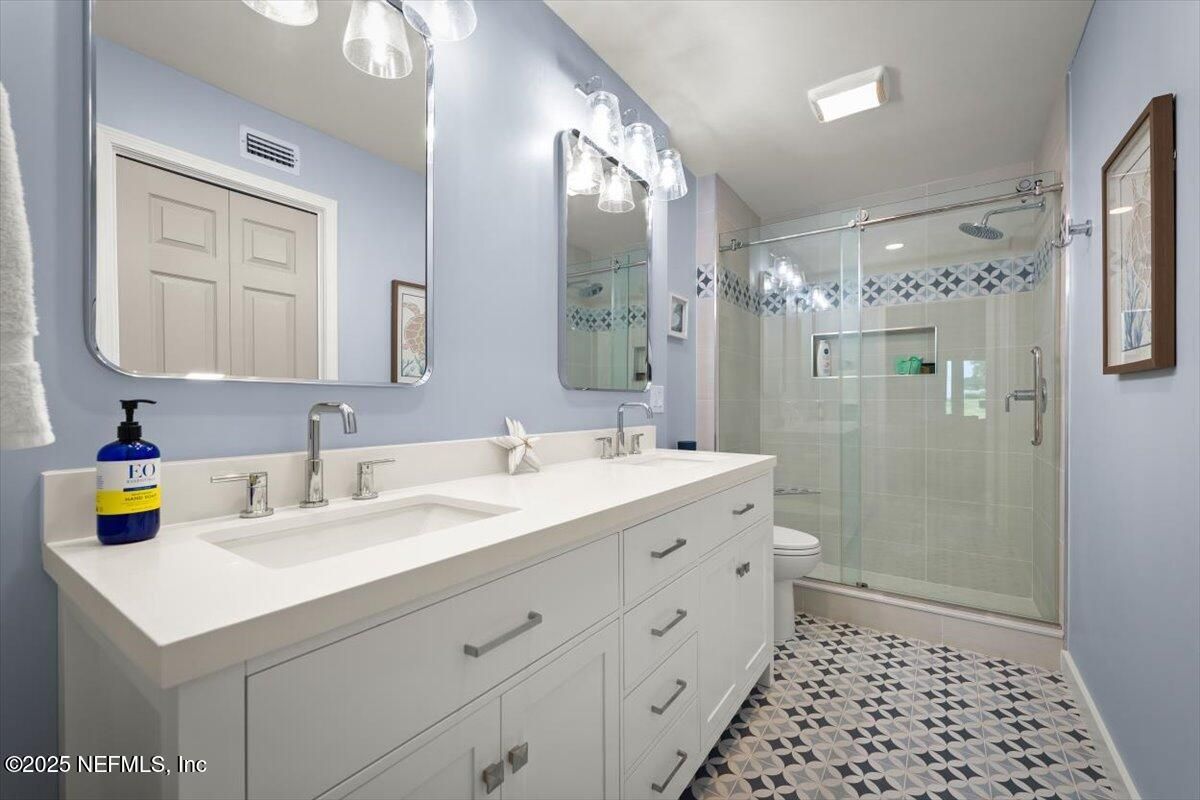 Bathroom, Dual Sink Vanities, Glass Shower, Interior