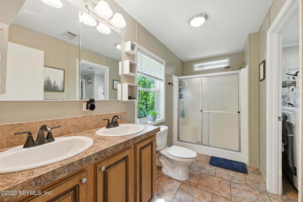 Bathroom, Dual Sink Vanities, Glass Shower, Interior