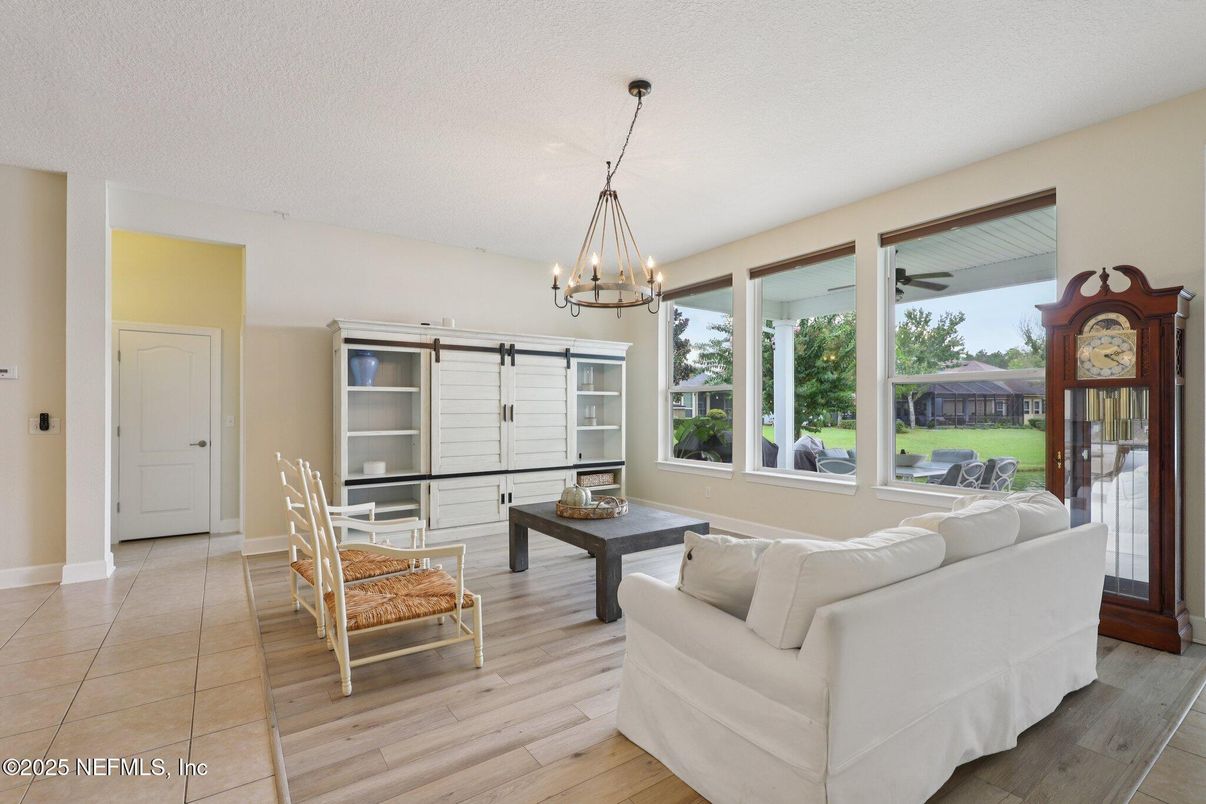 Chandelier, Interior, Living room, Pendant Lights, Wood Texture Flooring