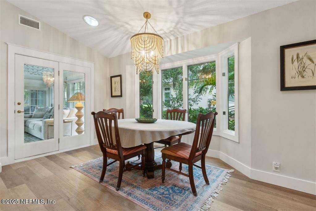 Chandelier, Dining room, Interior, Wood Texture Flooring
