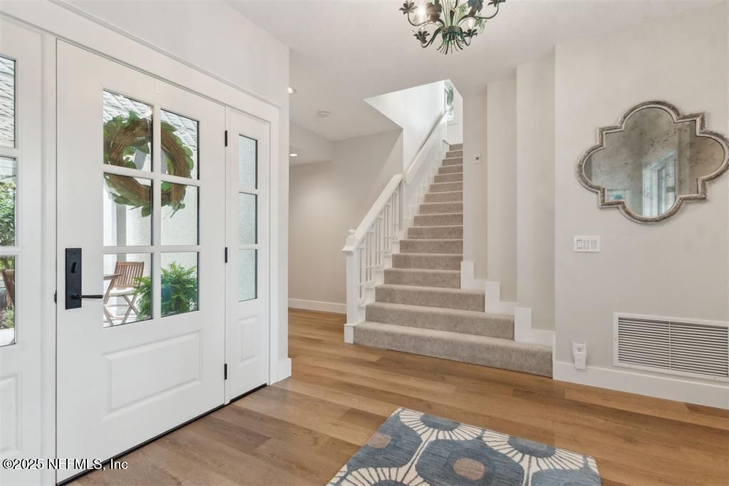 Chandelier, Interior, Recessed Lighting, Wood Texture Flooring
