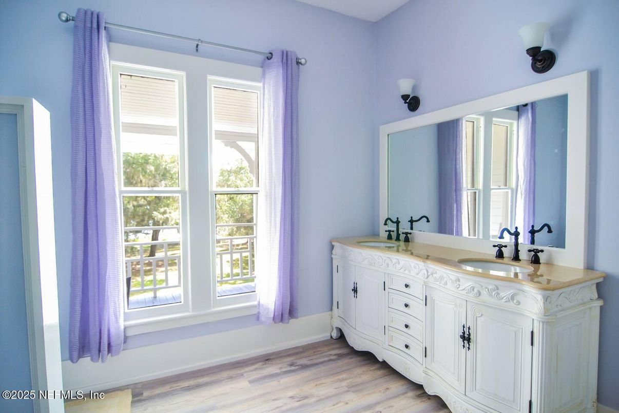 Bathroom, Dual Sink Vanities, Interior, Wood Texture Flooring