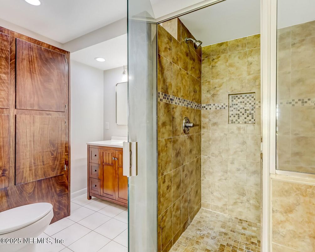 Bathroom, Glass Shower, Interior, Recessed Lighting