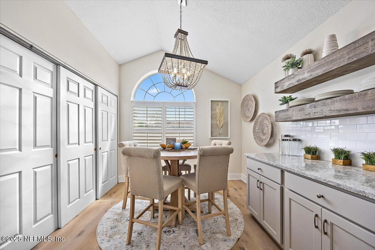 Chandelier, Dining room, Interior, Pendant Lights, Wood Texture Flooring