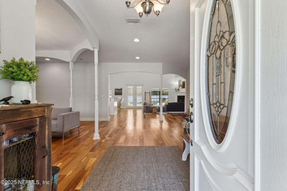 Chandelier, Interior, Recessed Lighting, Wood Texture Flooring
