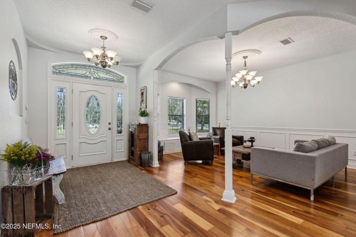 Chandelier, Interior, Living room, Wood Texture Flooring