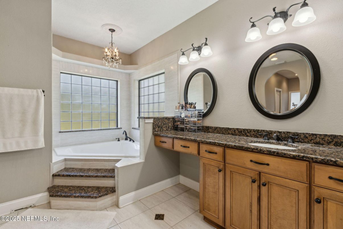 Bathroom, Chandelier, Dual Sink Vanities, Interior