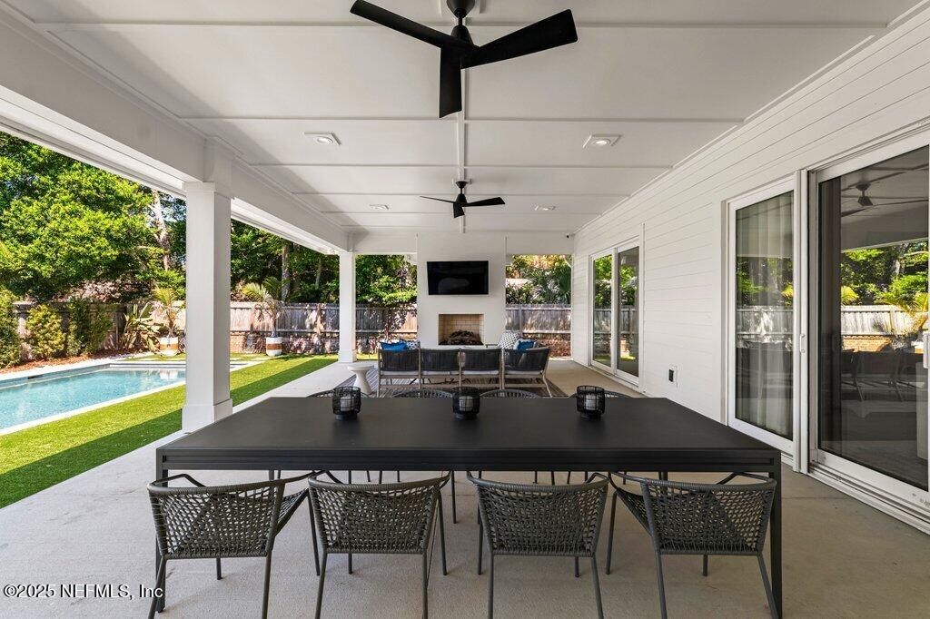 Exterior, Fireplace, Pool