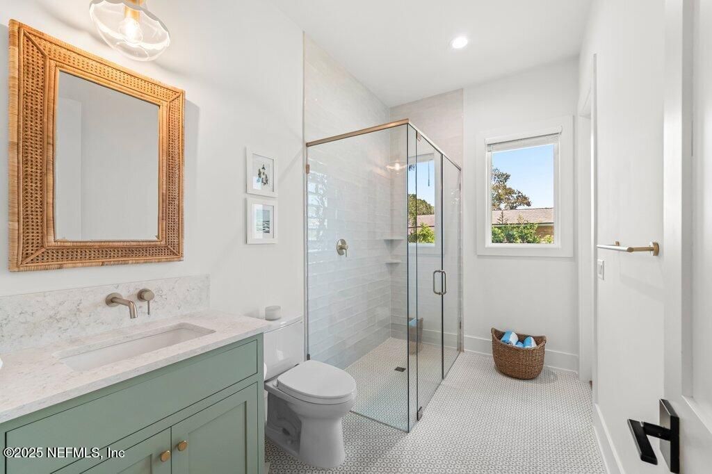 Bathroom, Glass Shower, Interior, Recessed Lighting