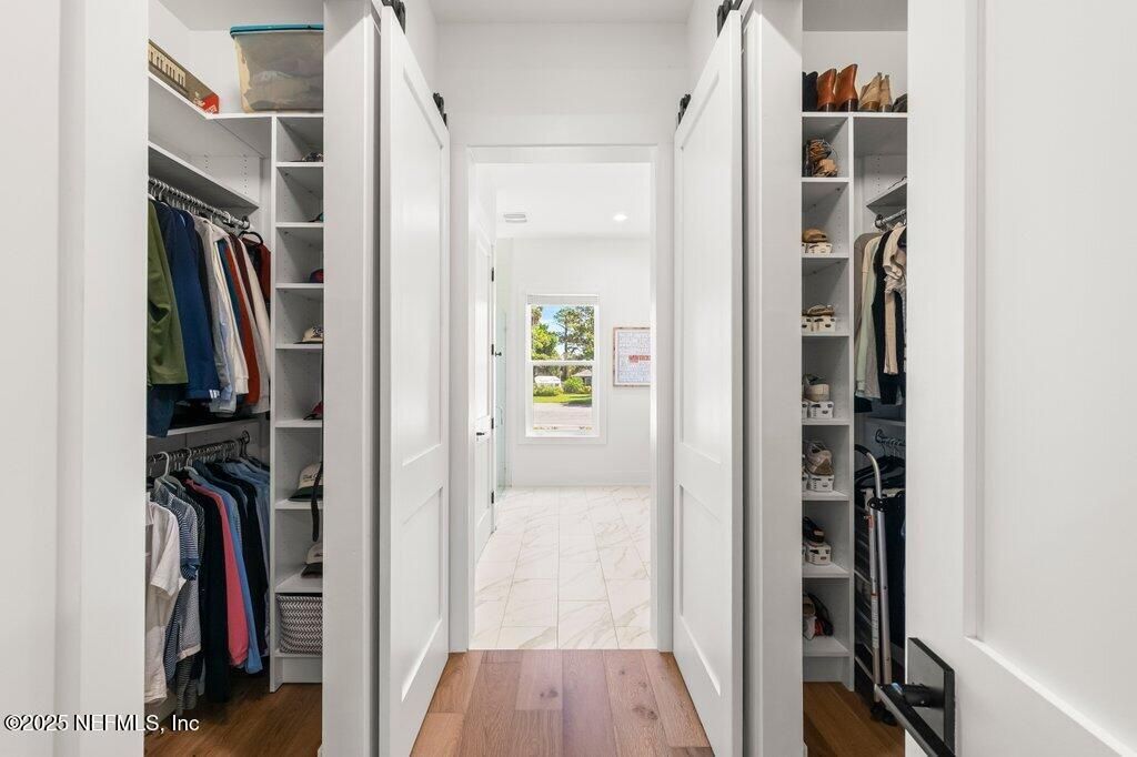 Interior, Marble, Recessed Lighting, Walk-in Closets, Wood Texture Flooring