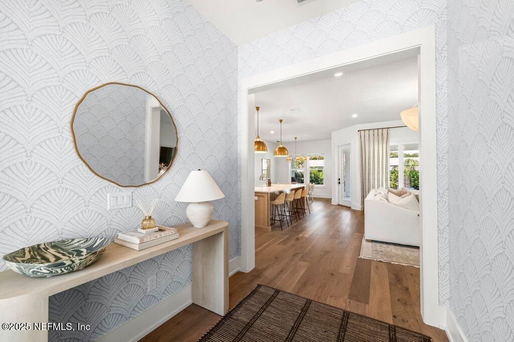 Interior, Living room, Pendant Lights, Recessed Lighting, Wood Texture Flooring