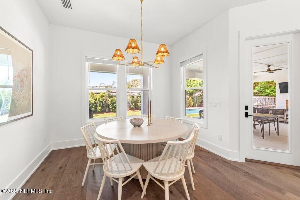 Chandelier, Dining room, Interior, Wood Texture Flooring