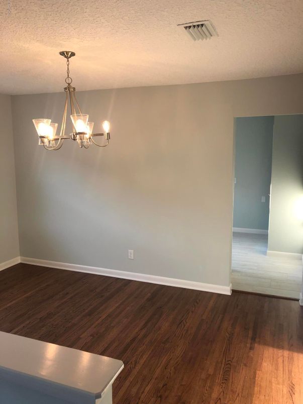 Chandelier, Empty room, Interior, Wood Texture Flooring