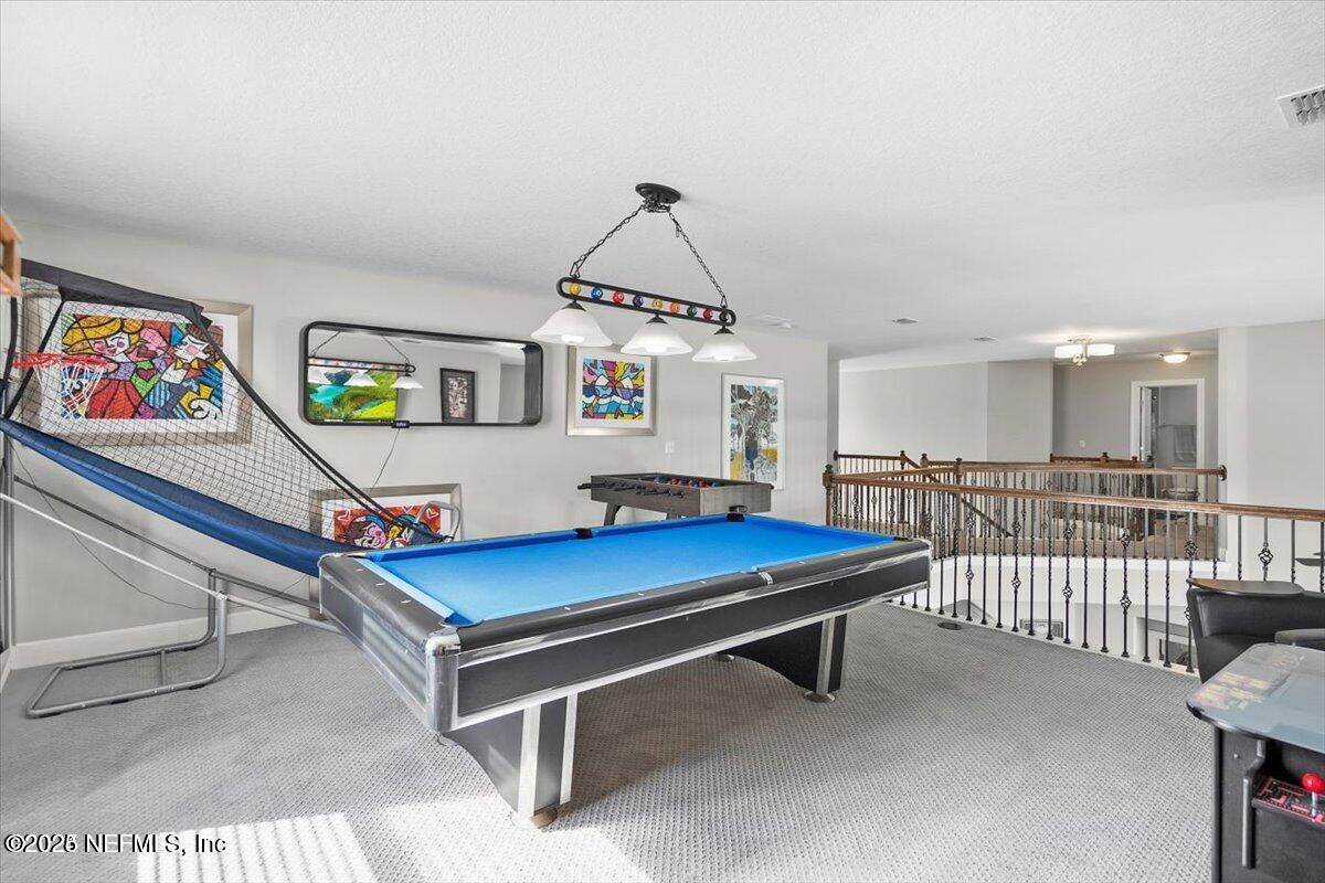 Billiard Table, Chandelier, Game Room, Interior, Pendant Lights