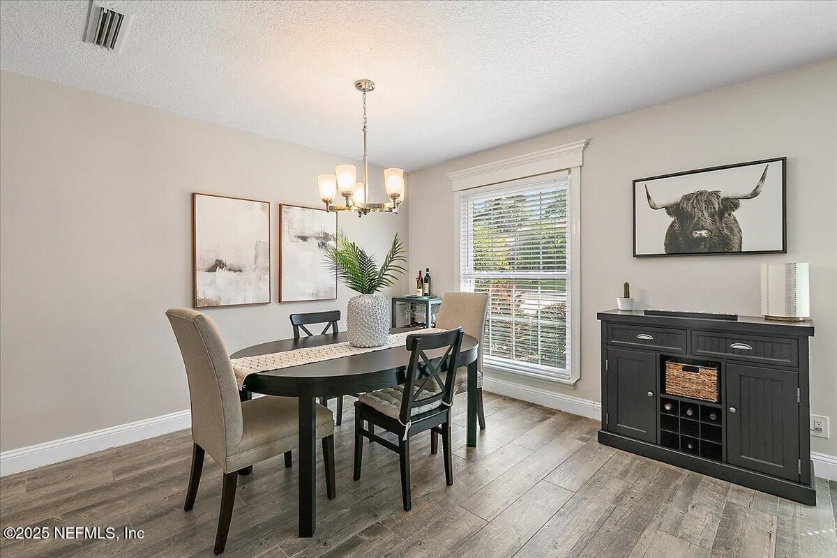 Chandelier, Dining room, Interior, Pendant Lights, Wood Texture Flooring