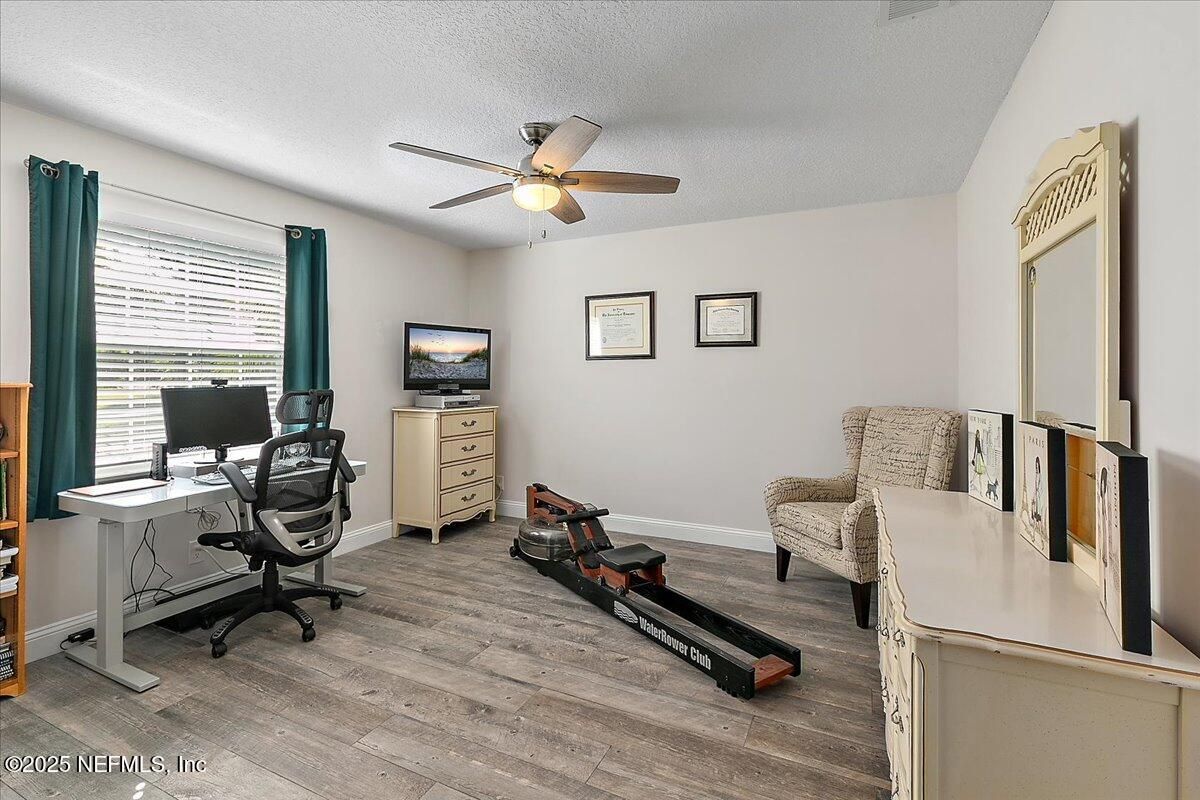 Fitness Equipment, Home Office, Interior, Wood Texture Flooring