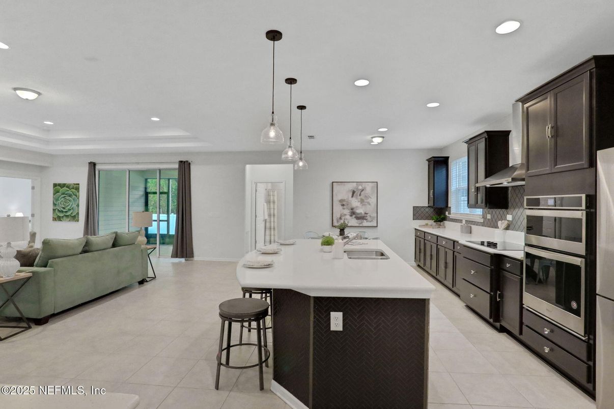 Interior, Kitchen, Living room, Pendant Lights, Recessed Lighting, Stainless Steel Appliances