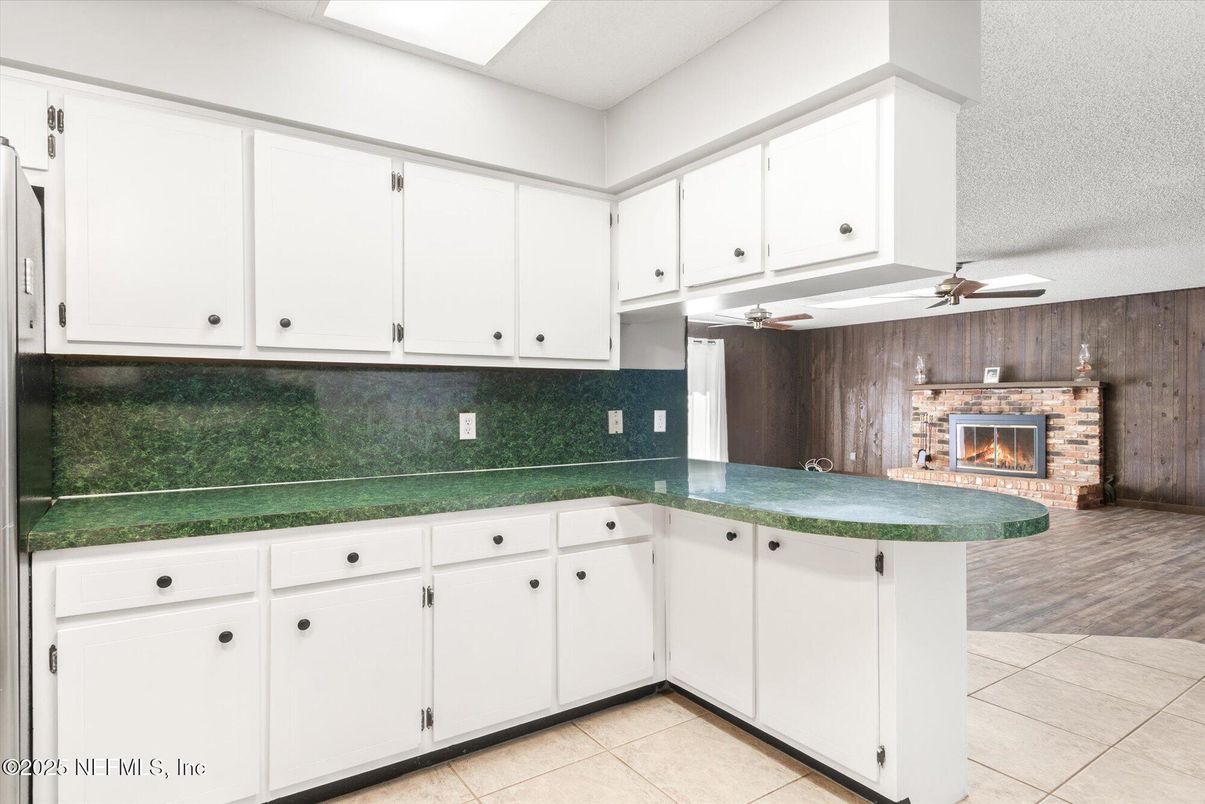 Fireplace, Interior, Kitchen, Wooden Walls