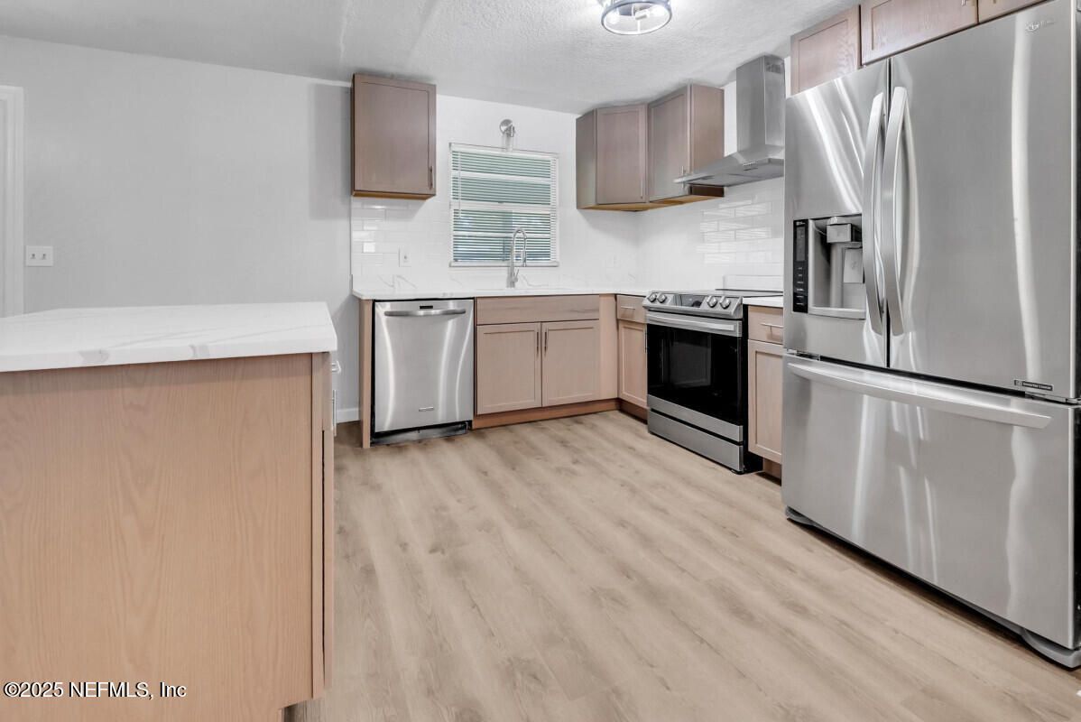 Interior, Kitchen, Stainless Steel Appliances, Wood Texture Flooring