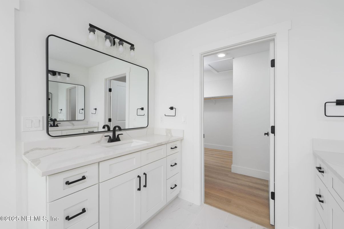 Bathroom, Dual Sink Vanities, Interior, Wood Texture Flooring