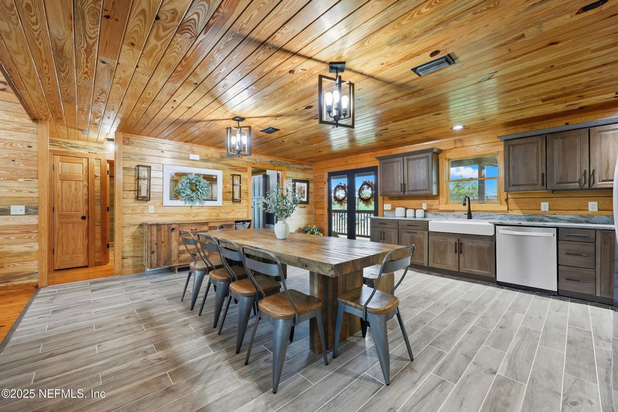 Dining room, Interior, Kitchen, Wooden Ceilings, Wood Texture Flooring, Wooden Walls