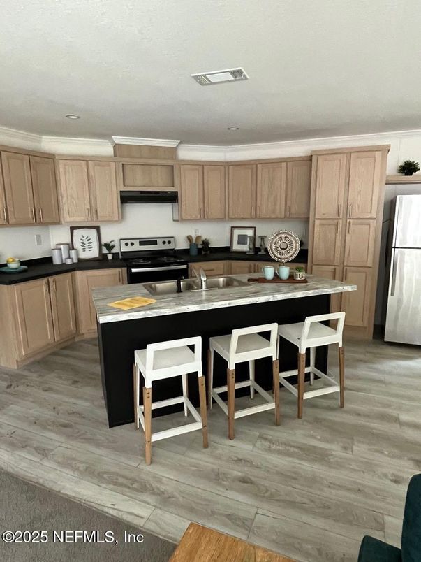 Interior, Kitchen, Recessed Lighting, Wood Texture Flooring