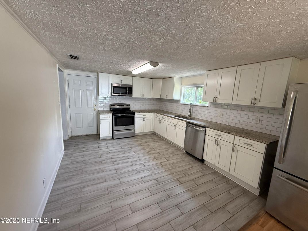 Interior, Kitchen, Stainless Steel Appliances, Wood Texture Flooring