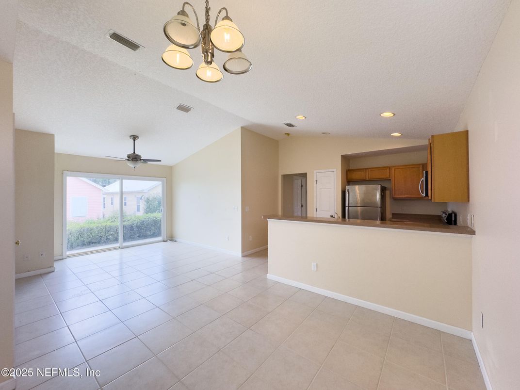 Empty room, Interior, Kitchen, Recessed Lighting, Stainless Steel Appliances