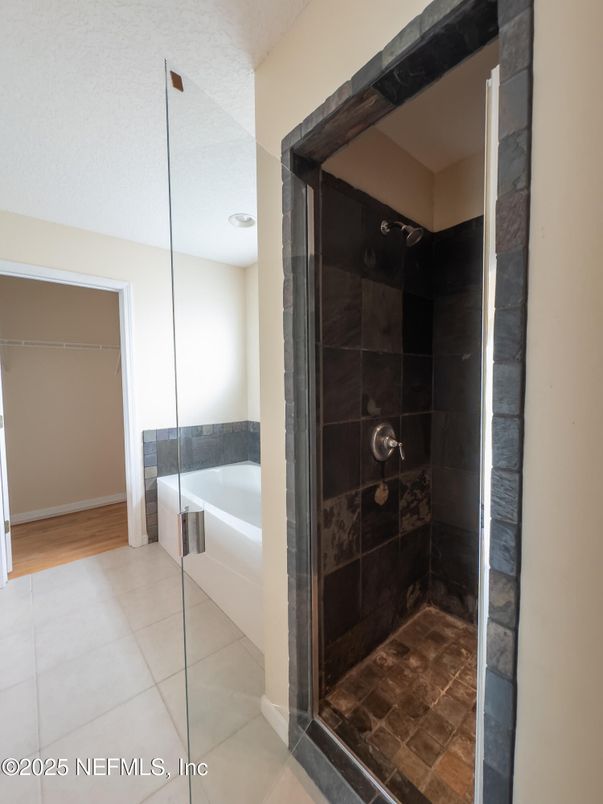 Bathroom, Glass Shower, Interior, Wood Texture Flooring