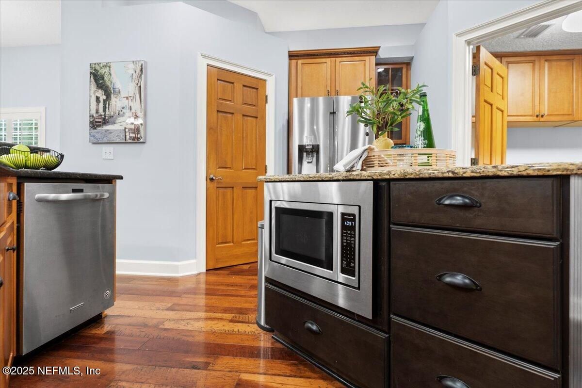 Interior, Kitchen, Stainless Steel Appliances, Wood Texture Flooring