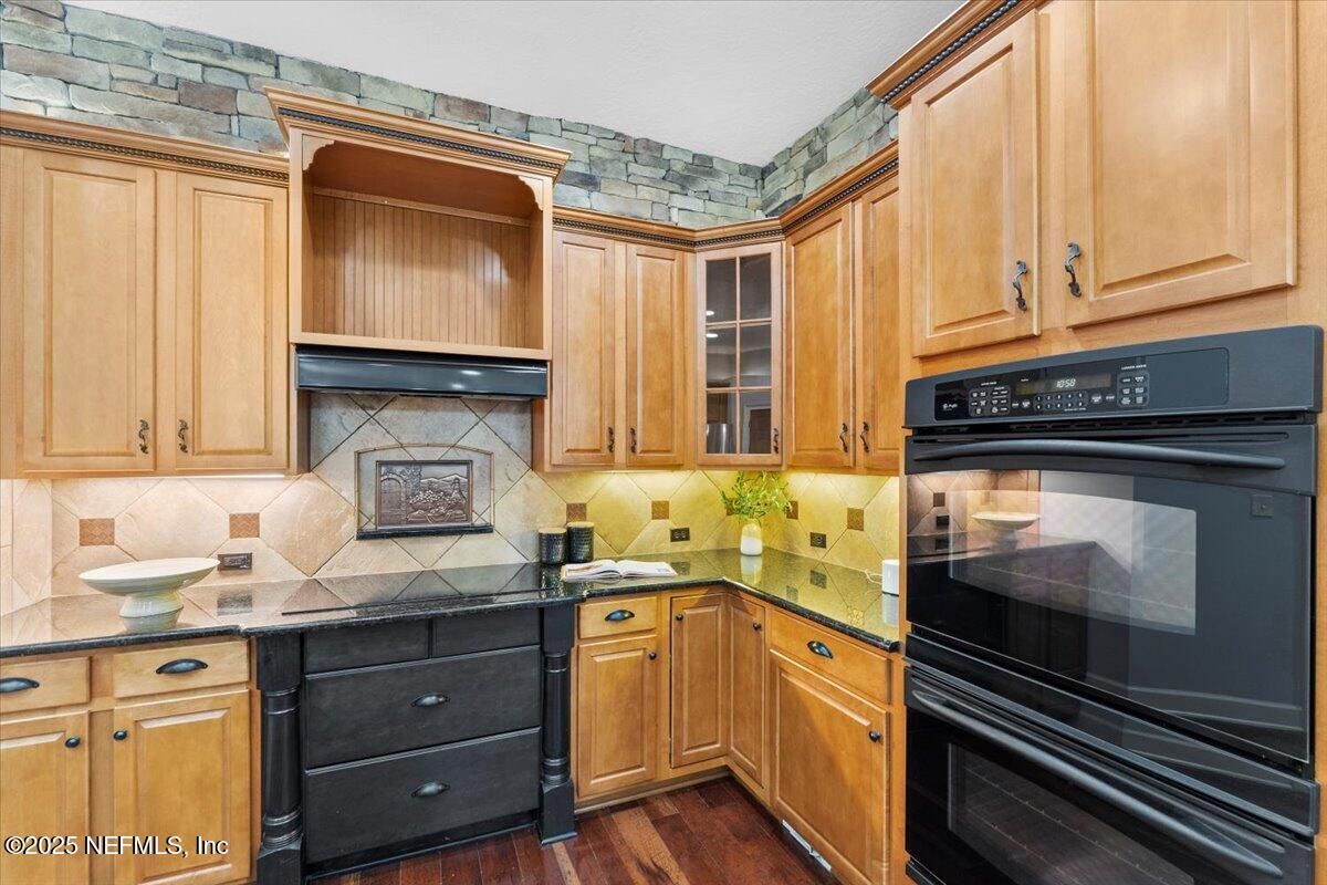 Interior, Kitchen, Tile Countertops, Wood Texture Flooring