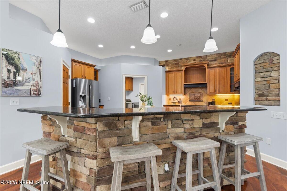 Interior, Kitchen, Pendant Lights, Recessed Lighting, Wood Texture Flooring
