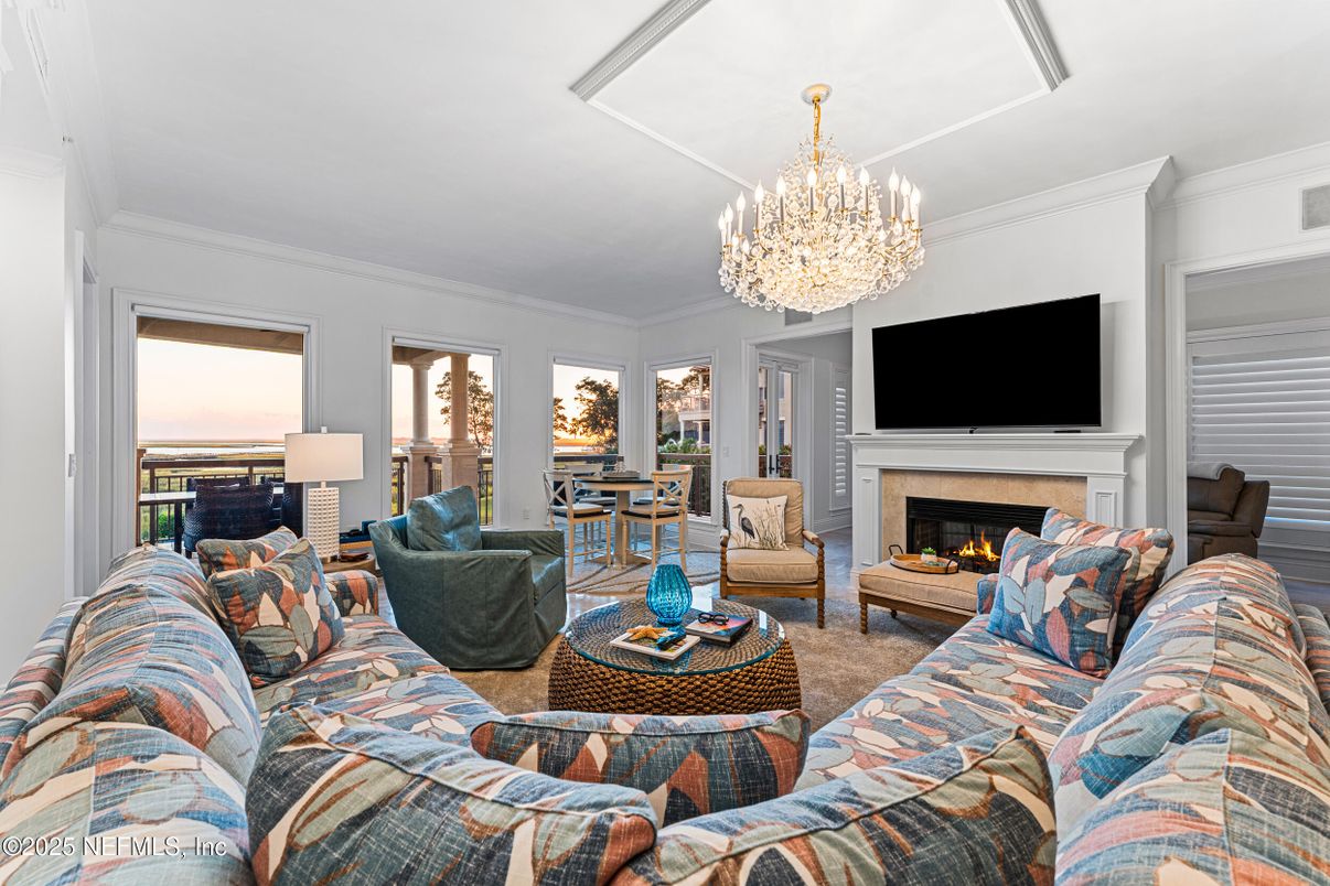 Chandelier, Dining room, Fireplace, Interior, Living room