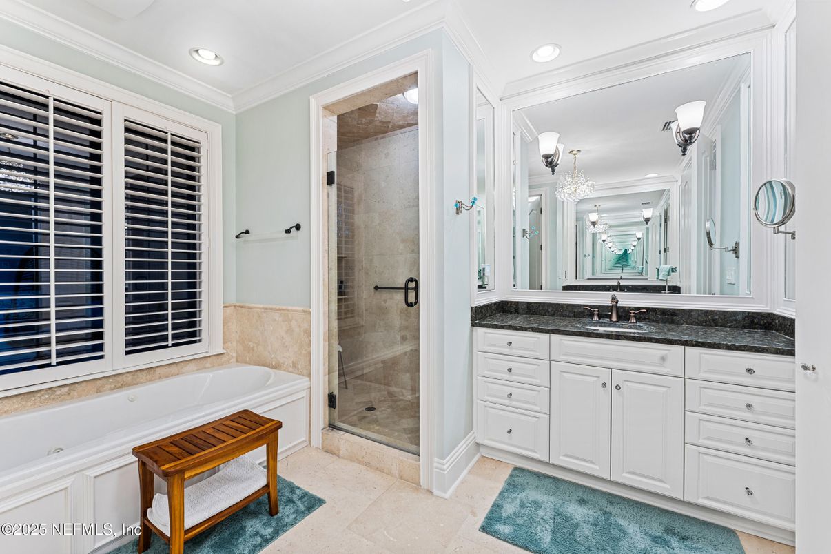 Bathroom, Glass Shower, Interior, Recessed Lighting