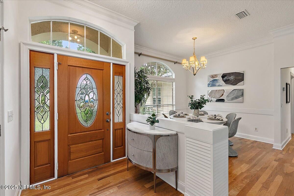 Chandelier, Dining room, Interior, Wood Texture Flooring